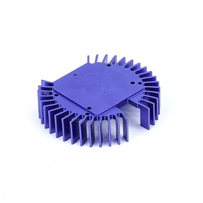 Square Radial Fin Extruded Aluminum Heat Sink With Color Anodizing